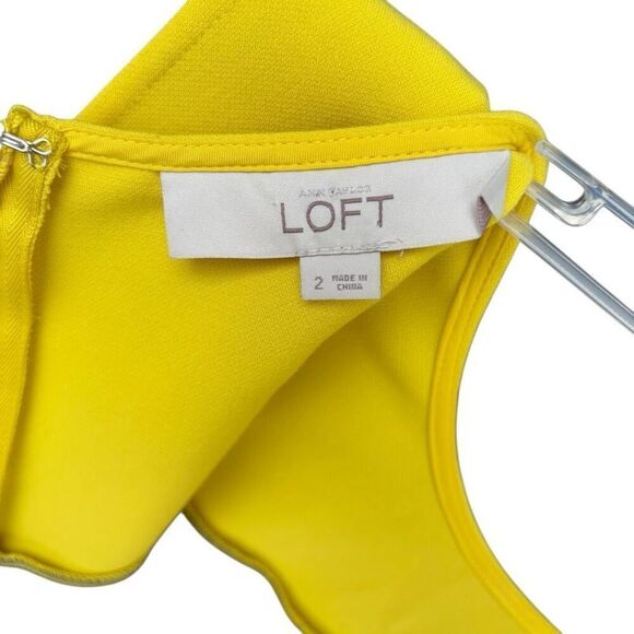 LOFT Yellow Gray Black ClorBlock Layered Mini Shift Dress Sleeveless Women Sz 2 - Picture 9 of 9